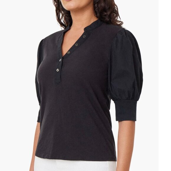 HABITUAL Puff Sleeve Henley Style Top - Picture 2 of 7